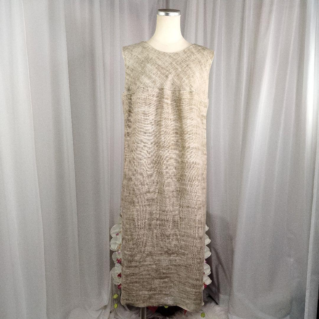 【美品】ヨシエイナバ　40 茶系　リネン100%　スーツ