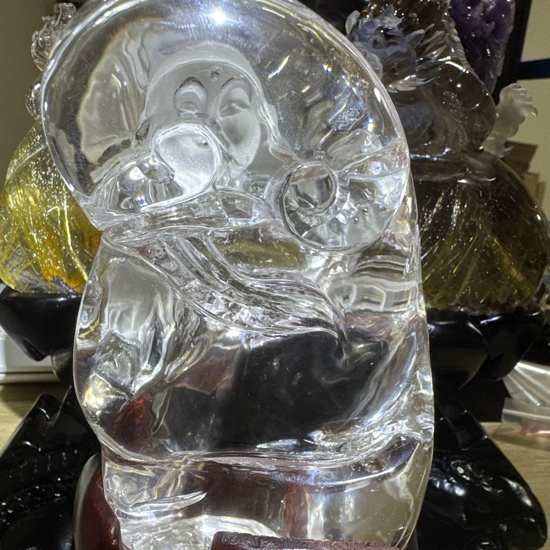 極上品　超透明　天然　七福神　布袋様　水晶