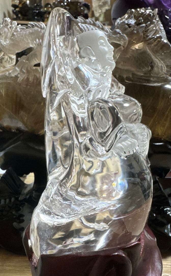 極上品　超透明　天然　七福神　布袋様　水晶