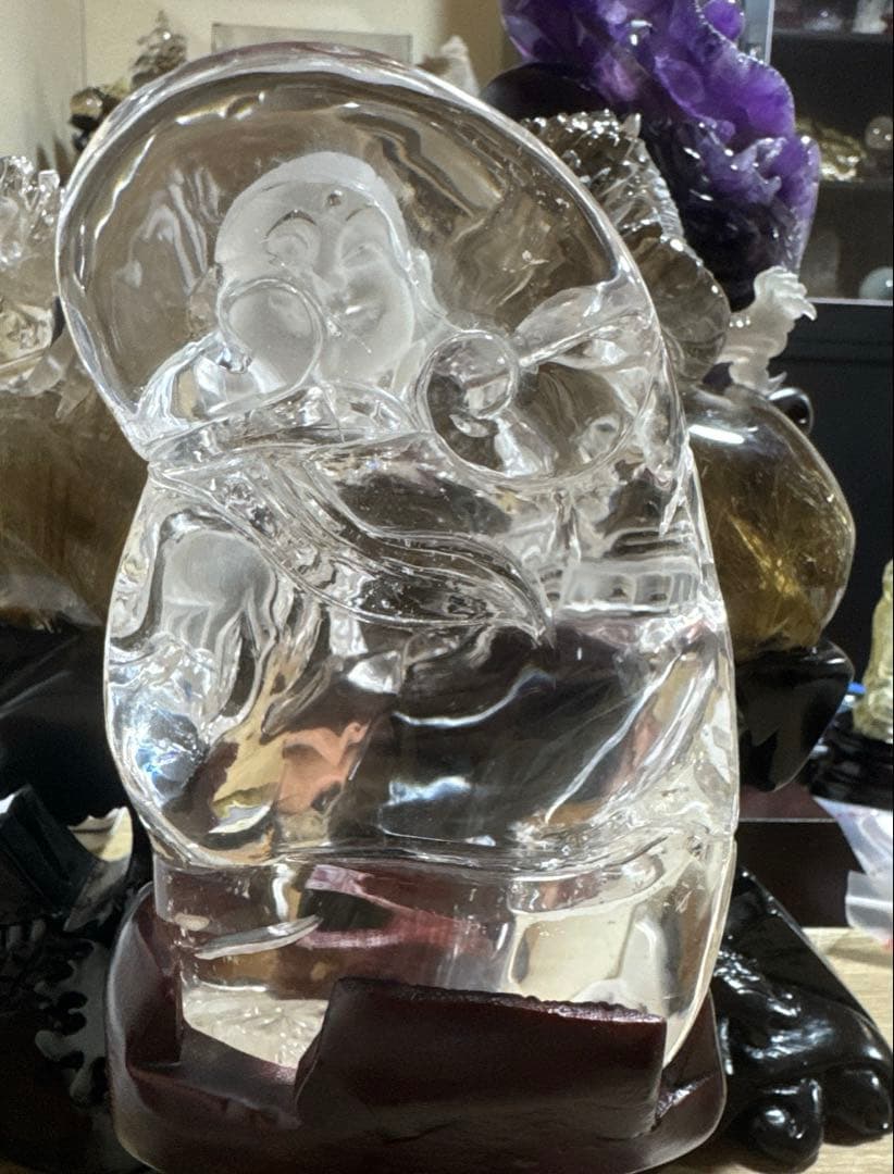 極上品　超透明　天然　七福神　布袋様　水晶