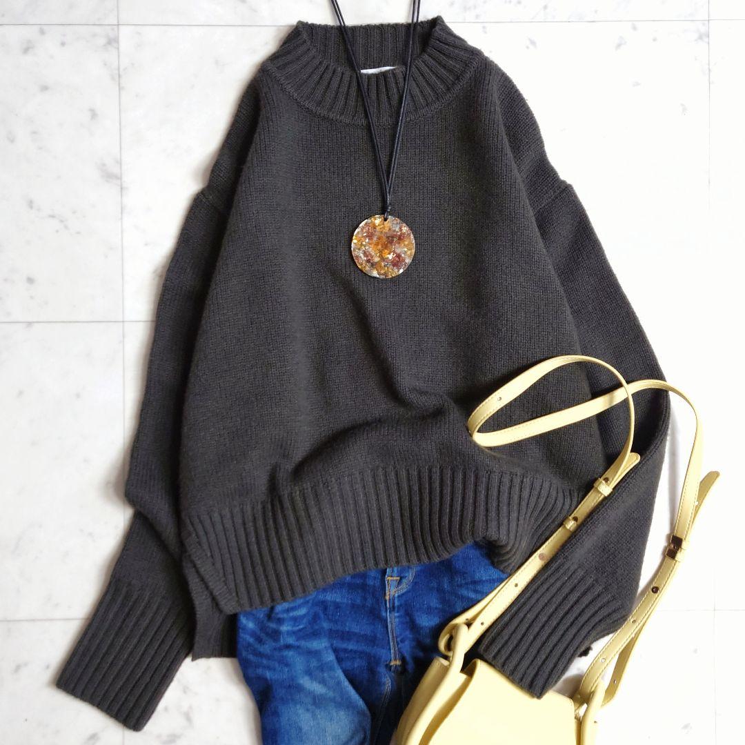 美品♪ ジプソフィア カシミヤ ウール ニット フリーサイズ ダークグレー系