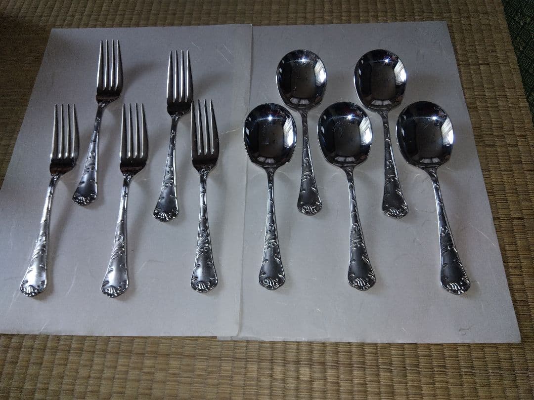 シルバー サバ-スプーン、フォ−ク5個セット