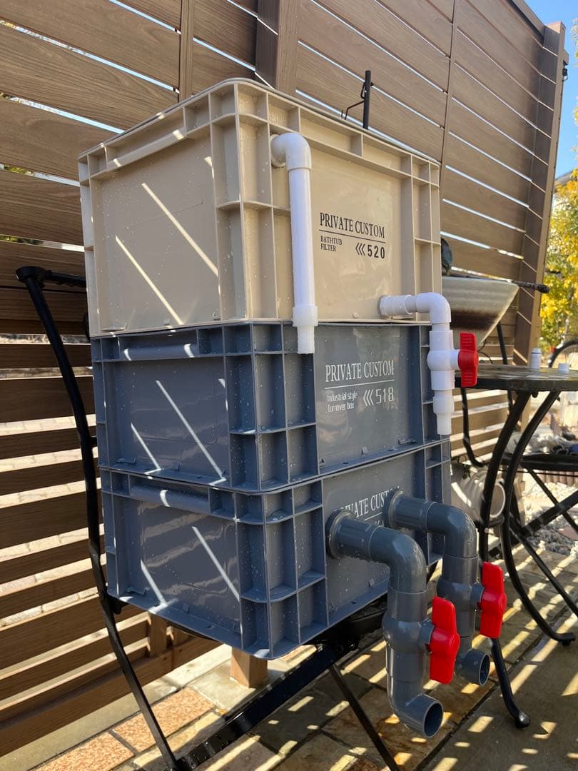 大型水槽用沈殿物理生物一体型濾過槽　水中ポンプ　バイオスポンジフィルター付き