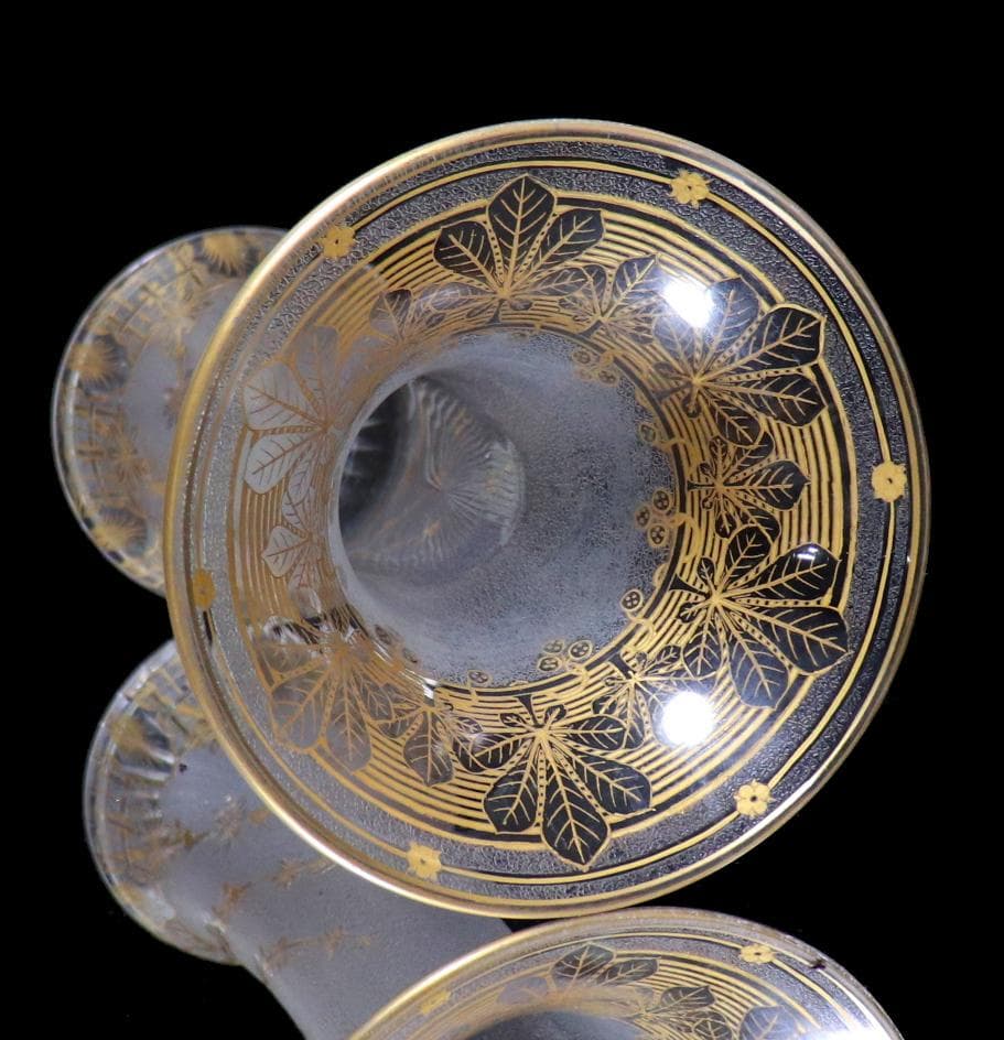 オールド・バカラ 入手困難!! 美術館級 金彩ジブレ装飾 大型花瓶 アンティーク