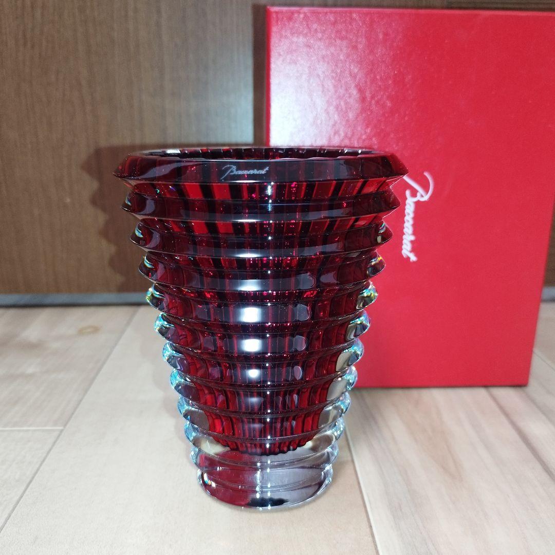 【美品】花瓶　Baccarat アイ ベース レッド S