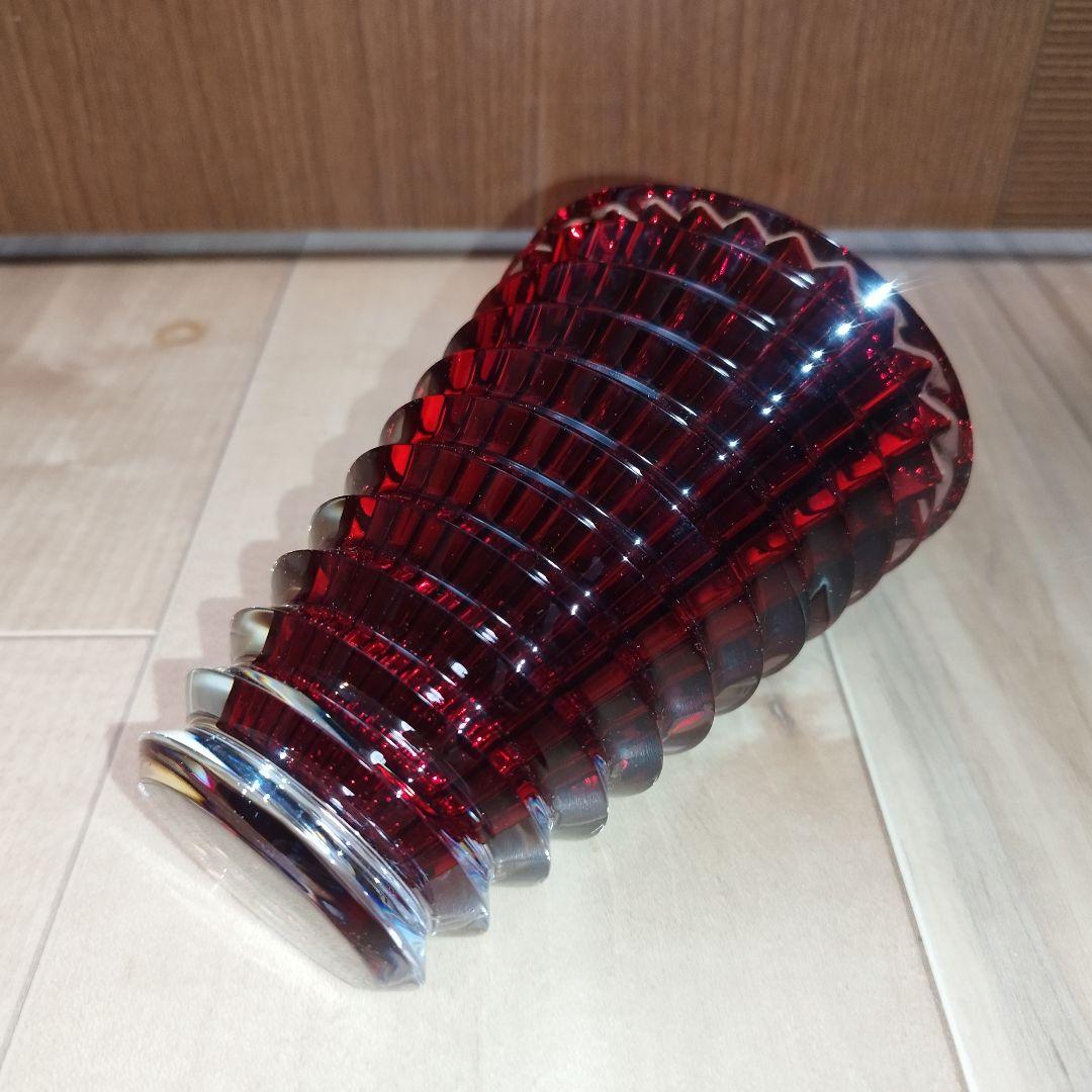 【美品】花瓶　Baccarat アイ ベース レッド S