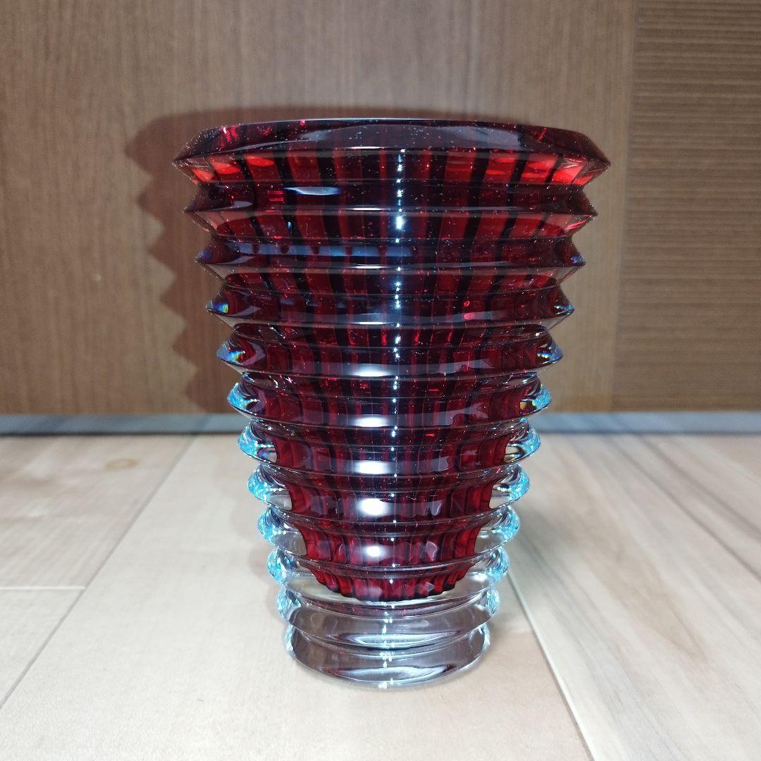 【美品】花瓶　Baccarat アイ ベース レッド S