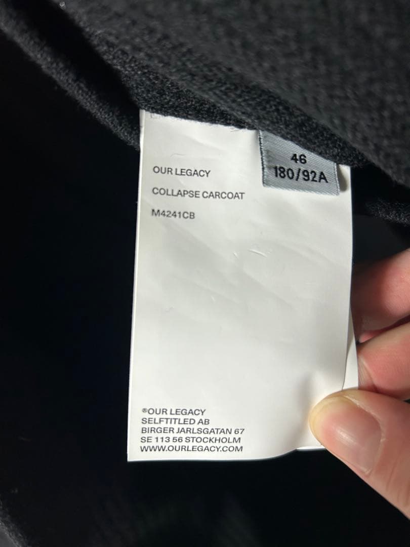 ジャケット・アウター OUR LEGACY COLLAPSE CARCOAT