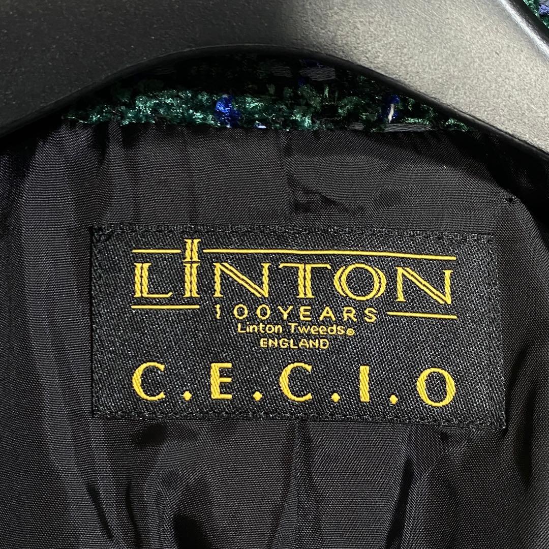 希少カラー♡LINTON ツイード ダブルブレストロングコート オートクチュール