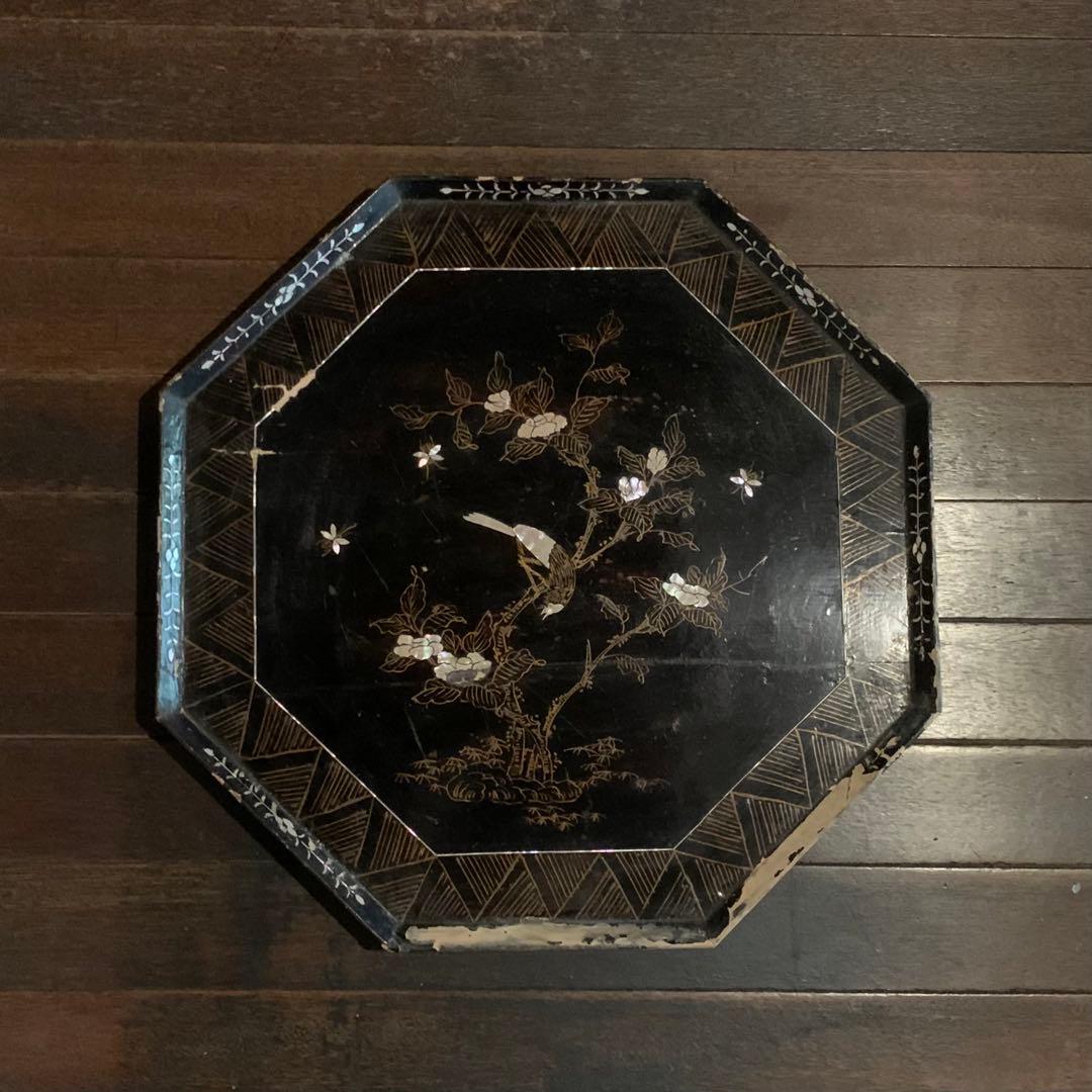 李朝 螺鈿 八角盆 朝鮮美術 古美術 古道具 アンティーク