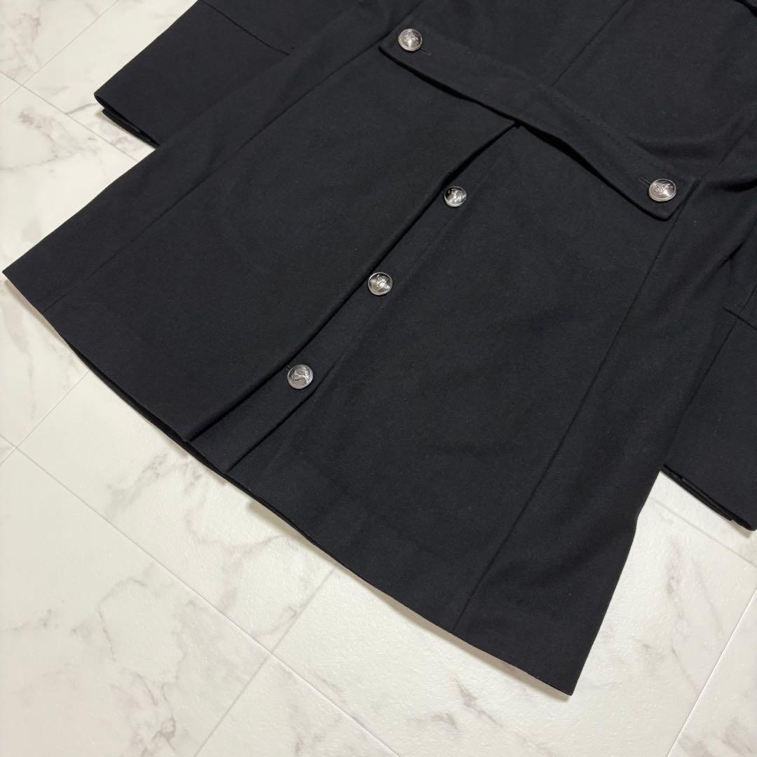 【美品】バーバリー ブラックレーベル ナポレオンコート 銀ボタン カシミヤ L