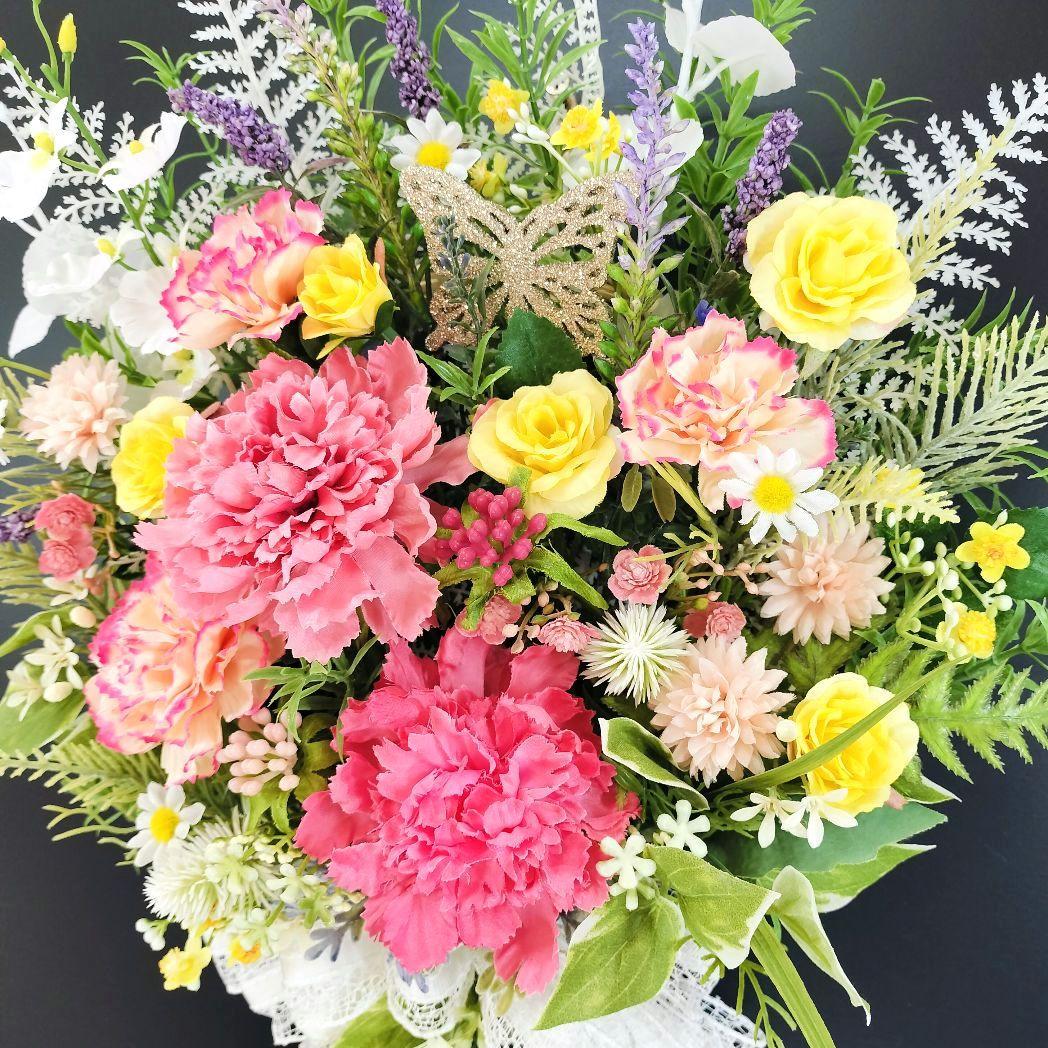 商品名【美羽】MEGママ❤️ピンクカーネーションのスワッグリース 春リース