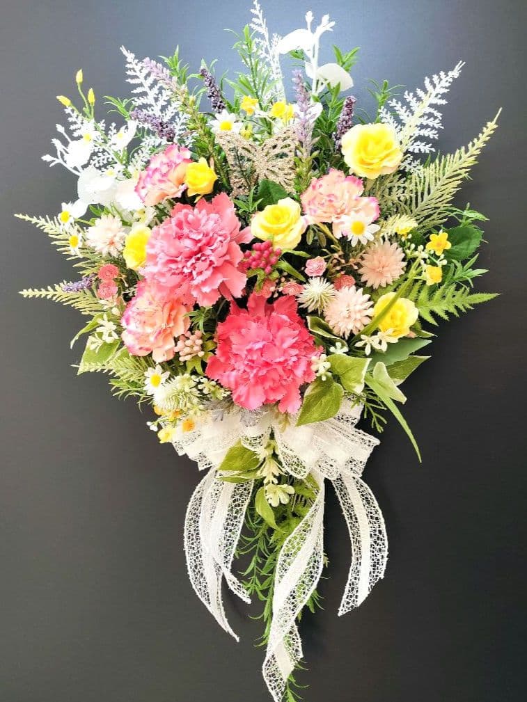 商品名【美羽】MEGママ❤️ピンクカーネーションのスワッグリース 春リース