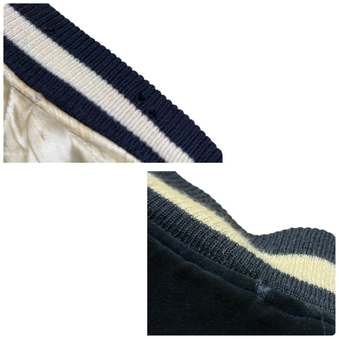 飛有棲屯 ヒューストン 別珍 ベロア スカジャン 髑髏 蛇 刺繍 ネイビー L