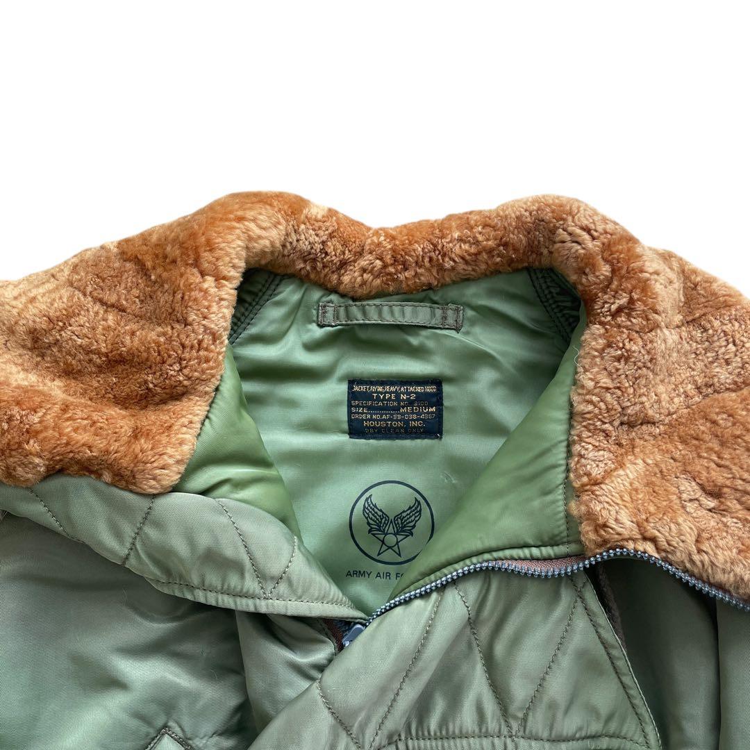 極美品 HOUSTON N-2B フライトジャケット カーキ M ショート丈