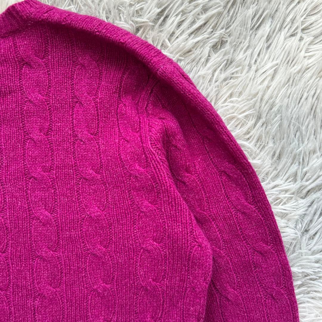 【新品】POLO RALPH LAUREN Vネックケーブルニット パープル新品