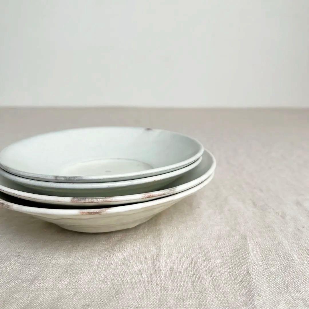 荒賀文成　粉引6寸つば皿　2枚セット