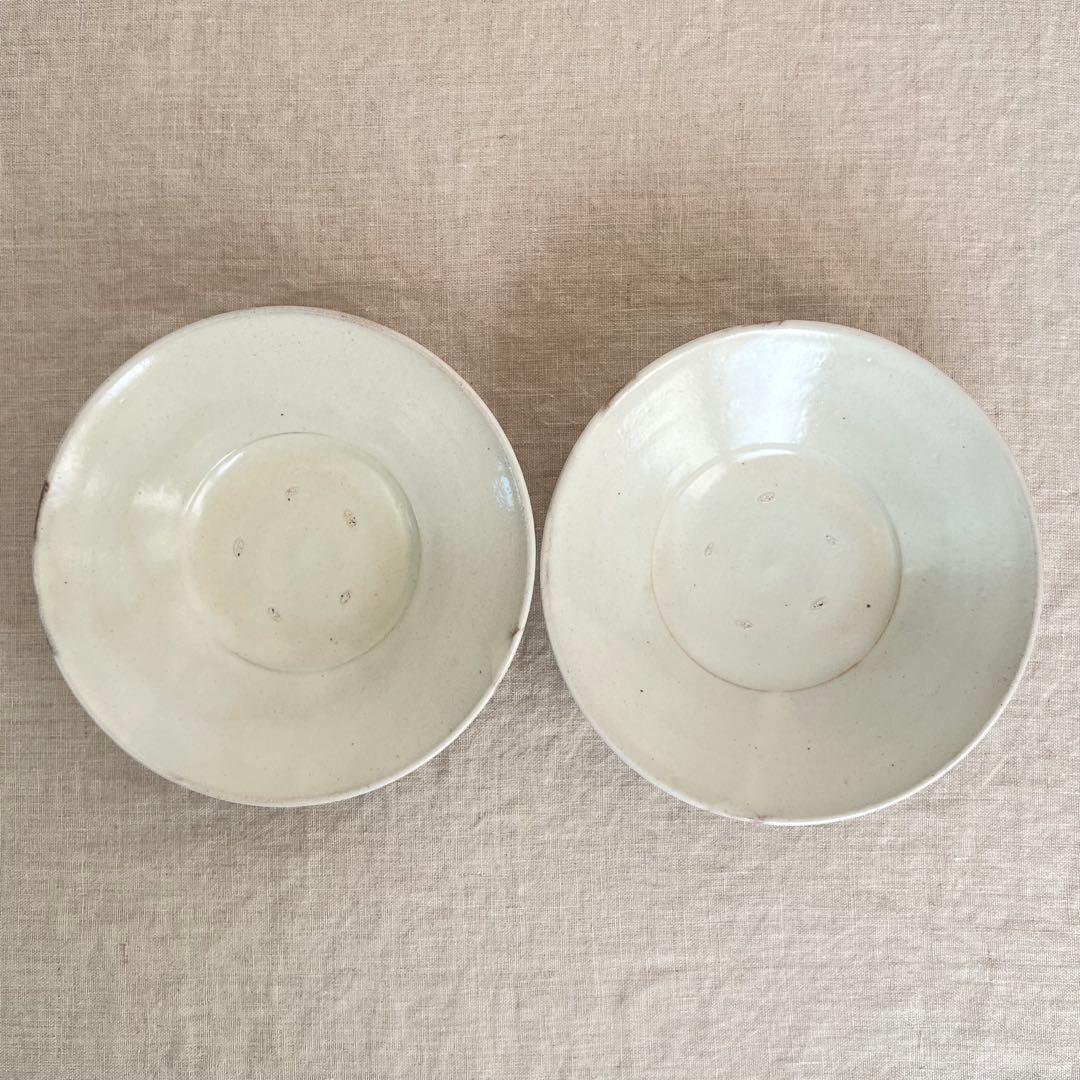 荒賀文成　粉引6寸つば皿　2枚セット