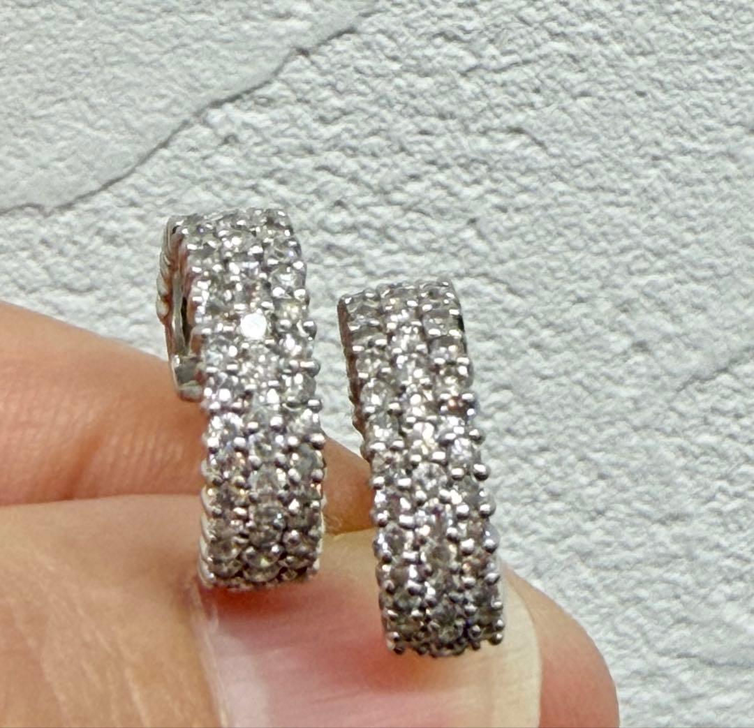 プラチナ pt900 ダイヤモンド フープ ピアス 1.2ct