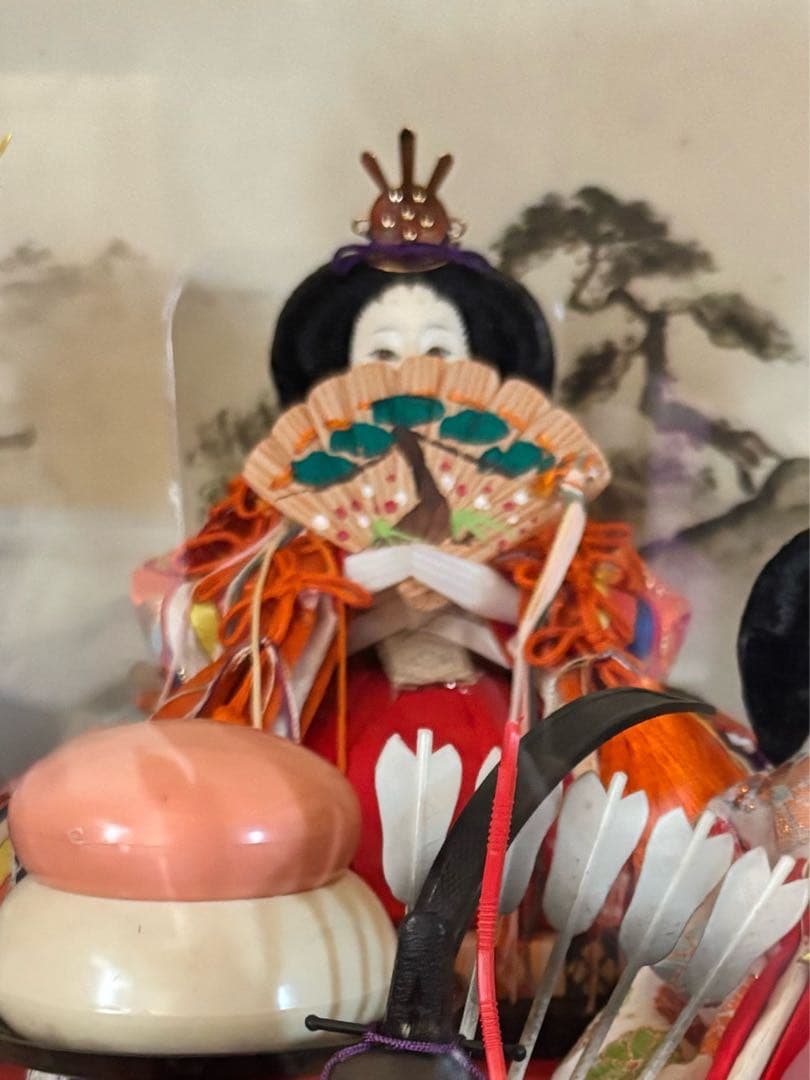 【即日発送】雛人形セット ガラスケース・オルゴール付き　昭和レトロ　ヴィンテージ