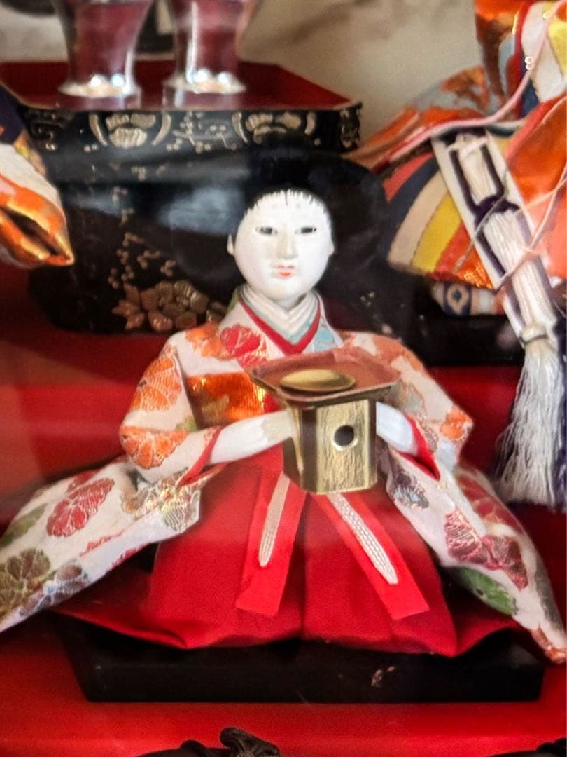 【即日発送】雛人形セット ガラスケース・オルゴール付き　昭和レトロ　ヴィンテージ