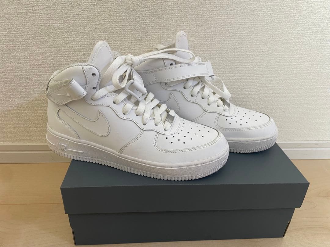 NIKE エアフォース1 MIDホワイト AF1ミッド 白スニーカー24.5cm