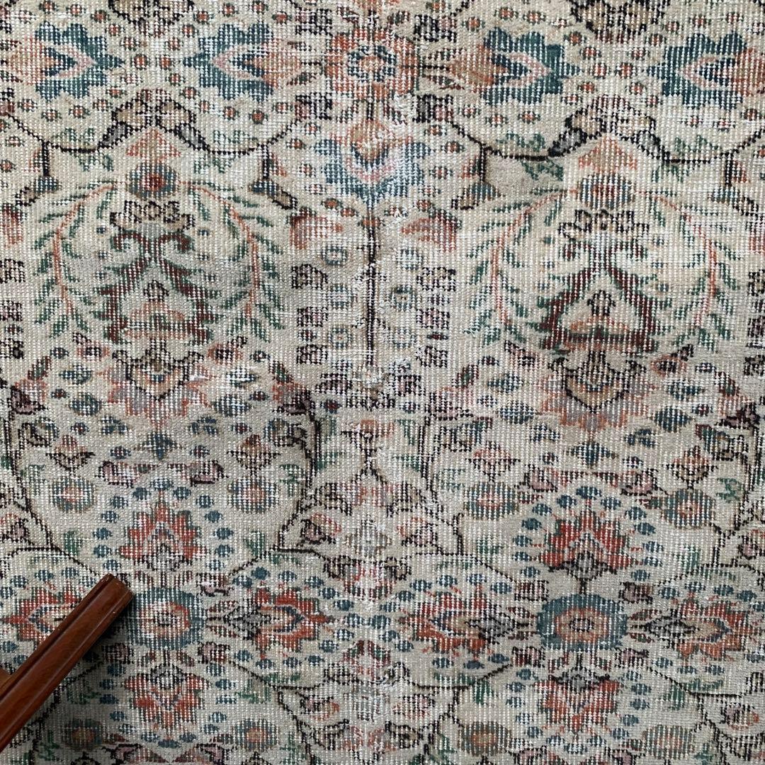 超大判　トルコヴィンテージラグ　268×141 オーバーダイ　ボタニカル