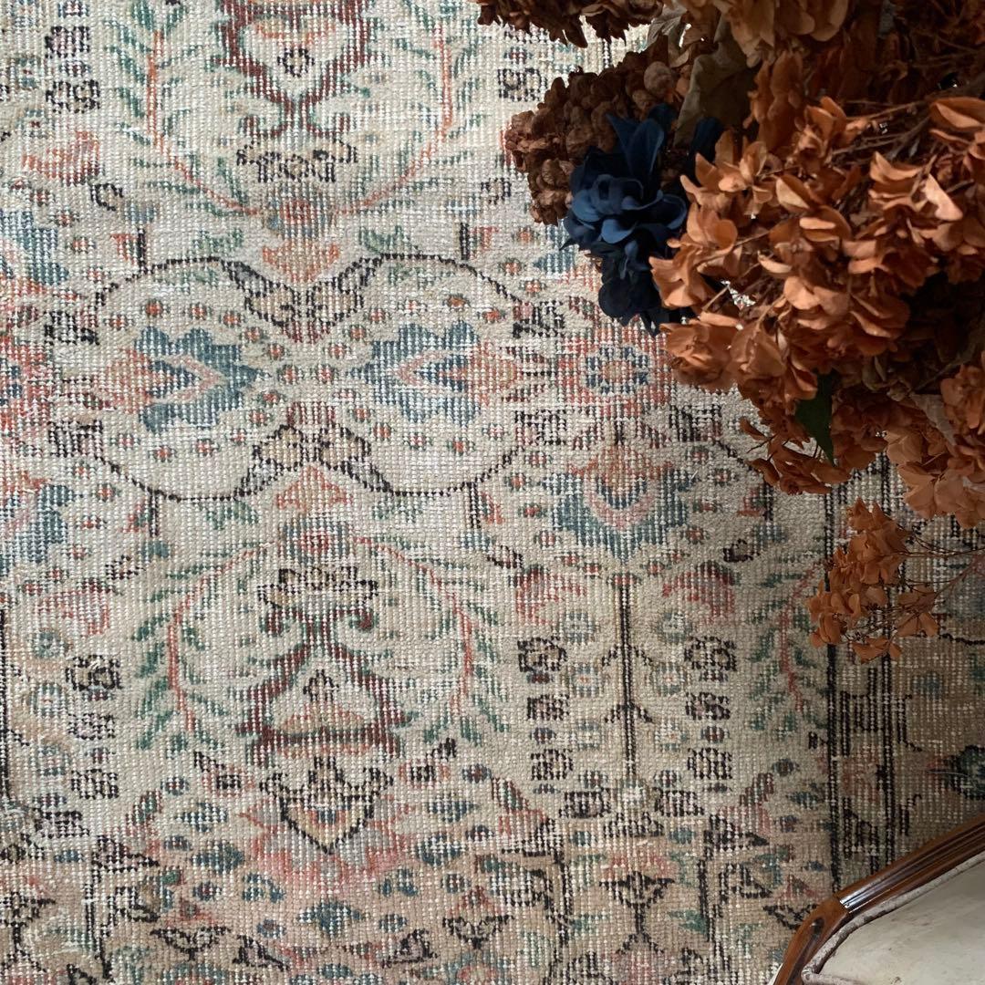 超大判　トルコヴィンテージラグ　268×141 オーバーダイ　ボタニカル