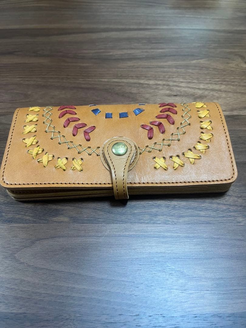 【新品・値下げ交渉可】ロビタ　レザークラフト ベージュレザー長財布