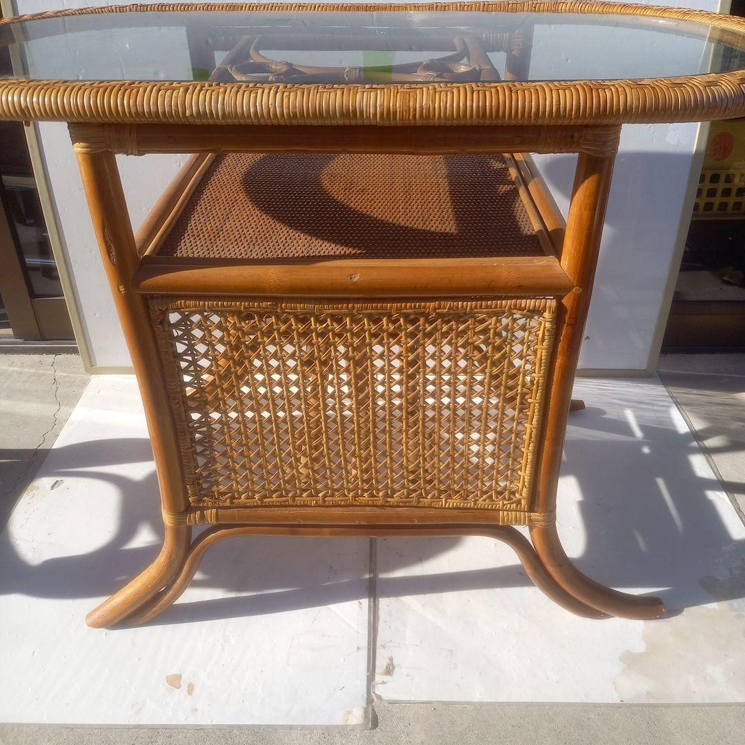 （籐）製アクセントテーブル チェア 2脚 ３点セット