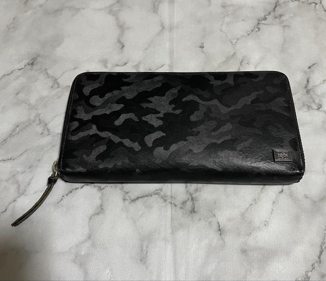 美品　PORTER ポーター ワンダー 長財布 レザー 黒 カモフラ