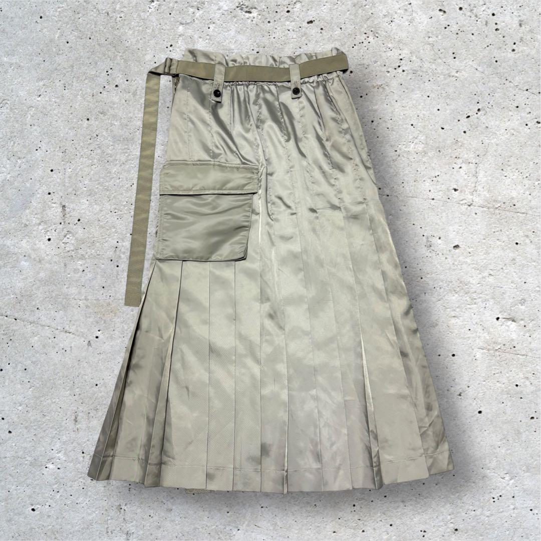 sacai 23SS スカート ミリタリー ナイロンツイルスカート プリーツ