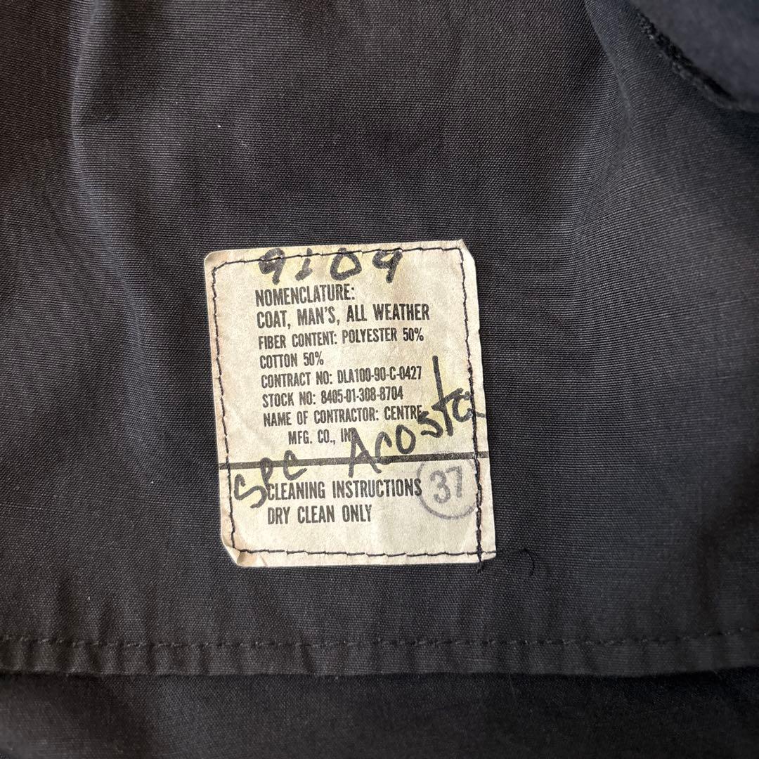 米軍used古着オールウェザーコート ブラック44S ロングコート