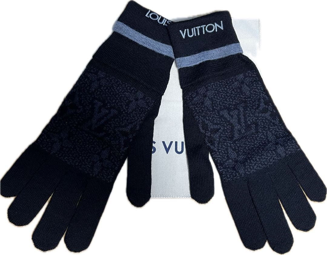 Louis Vuitton モノグラムブラック手袋 ウール100%