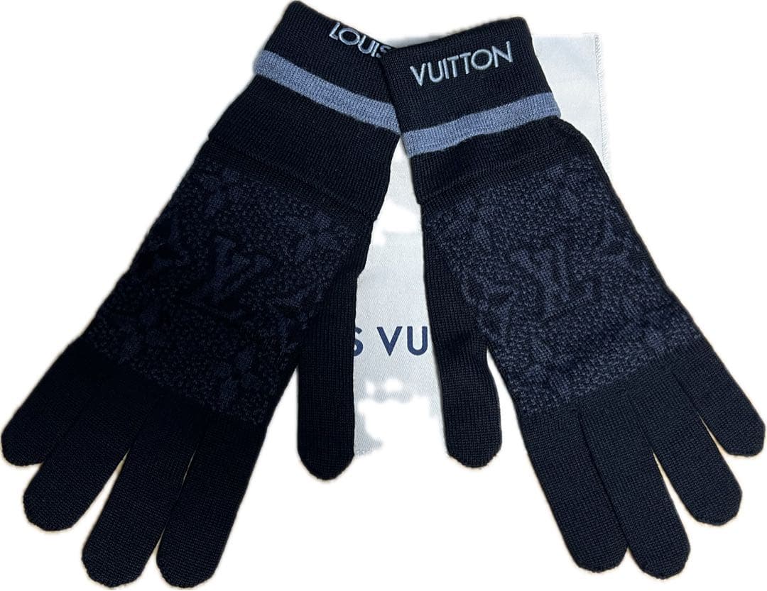 Louis Vuitton モノグラムブラック手袋 ウール100%