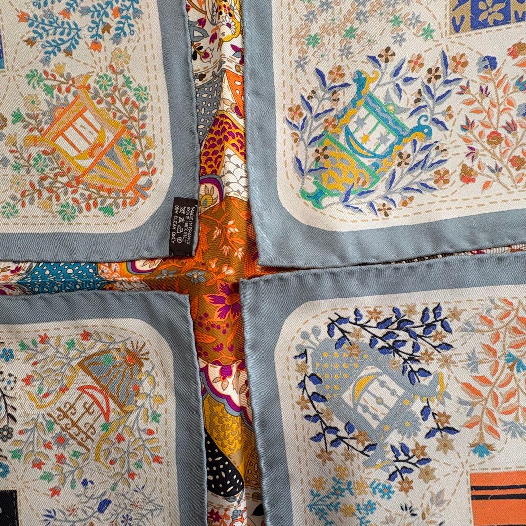 エルメス　カレ９０　プロヴァンスの花刺繍