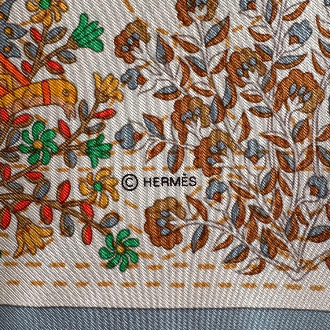 エルメス　カレ９０　プロヴァンスの花刺繍