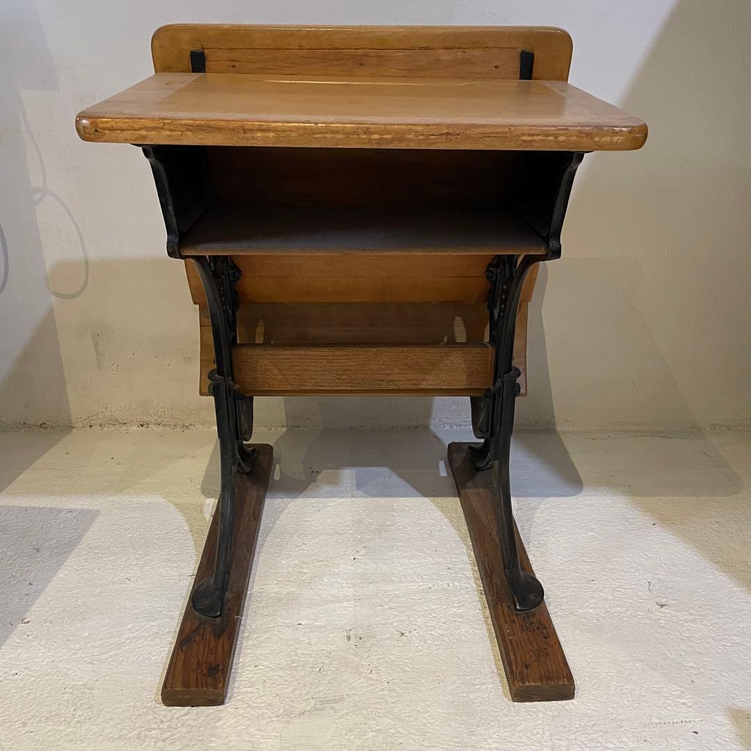 アメリカンヴィンテージスクールデスク&チェア 木製アイアン椅子家具什器インテリア