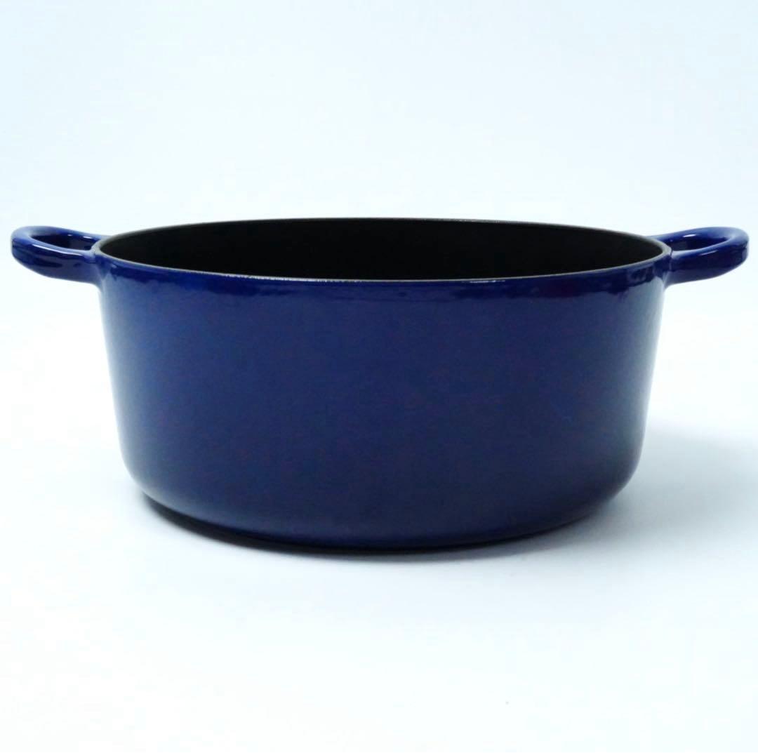 【美品】LE CREUSET　ココット ロンド インディゴブルー　24cm