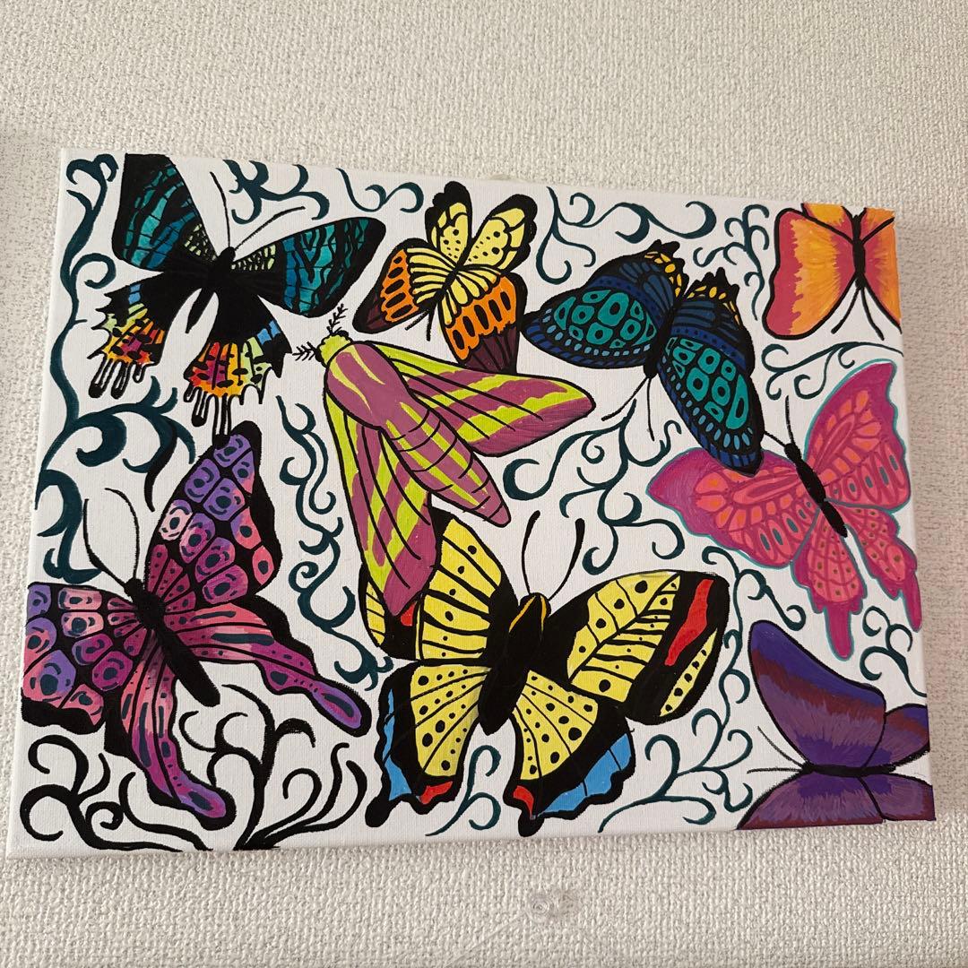 カラフルな蝶のポップアート絵画