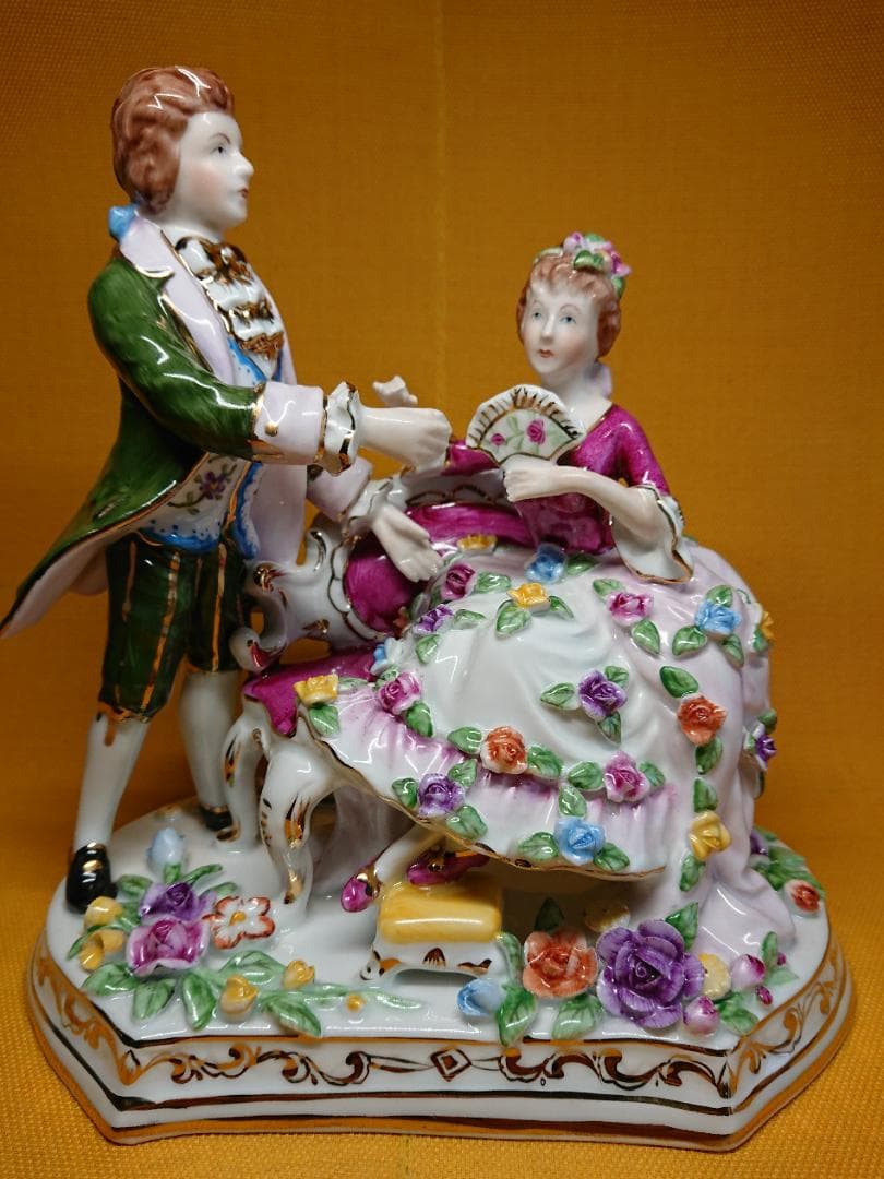 【美品】西洋美術　マイセン　貴婦人　置物　インテリア　工芸品　美術品　A3257