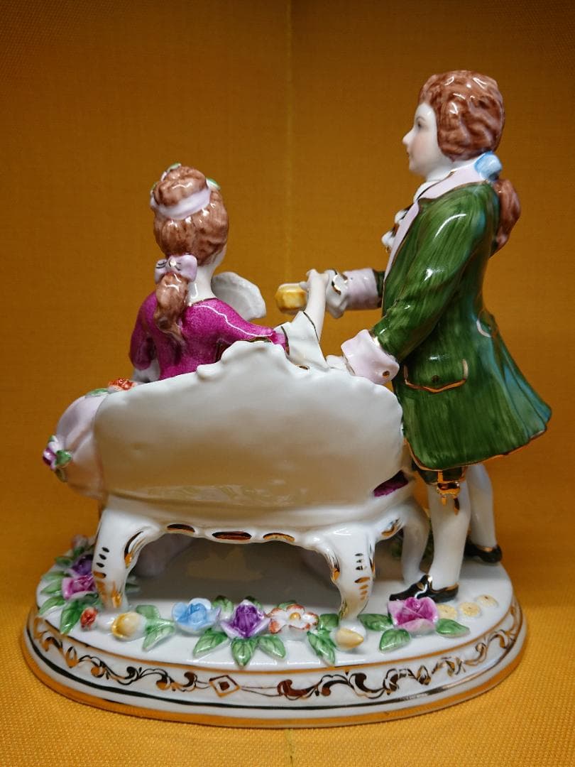 【美品】西洋美術　マイセン　貴婦人　置物　インテリア　工芸品　美術品　A3257