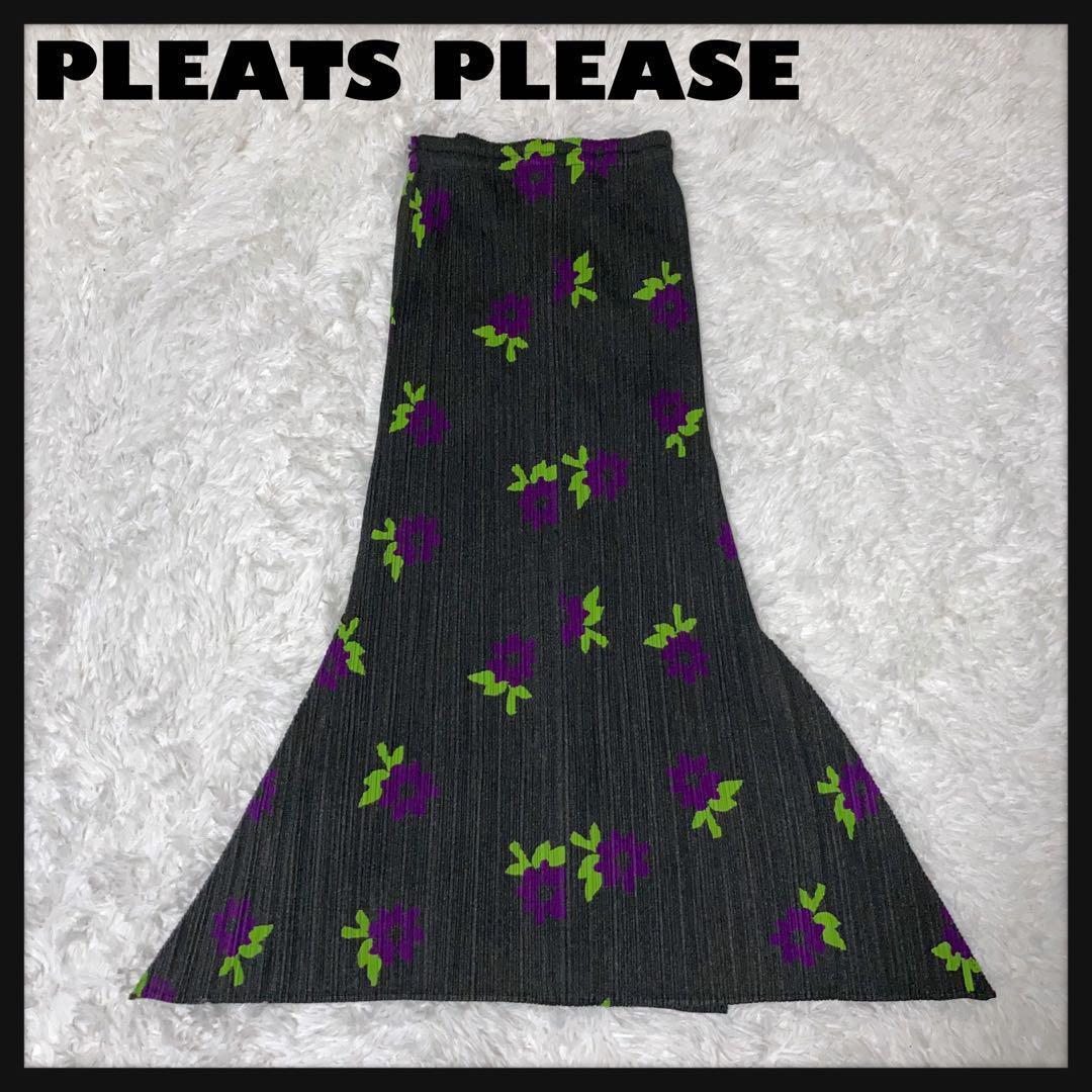 【美品】PLEATS PLEASE スカート 花柄 総柄 マキシ丈 変形 台形.