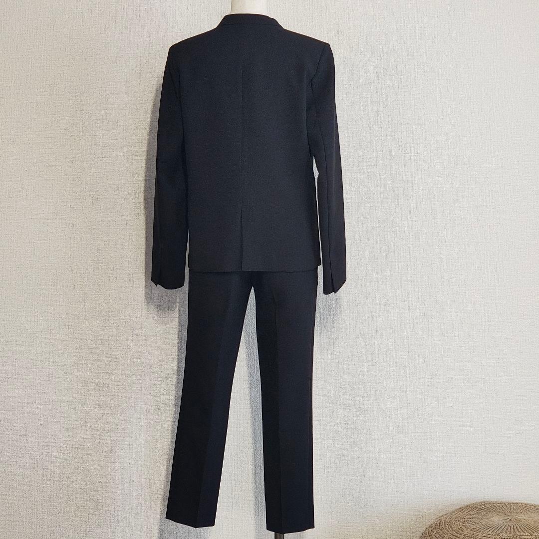 美品 PLST 洗濯可 ノーカラージャケット パンツ セットアップ スーツ 黒