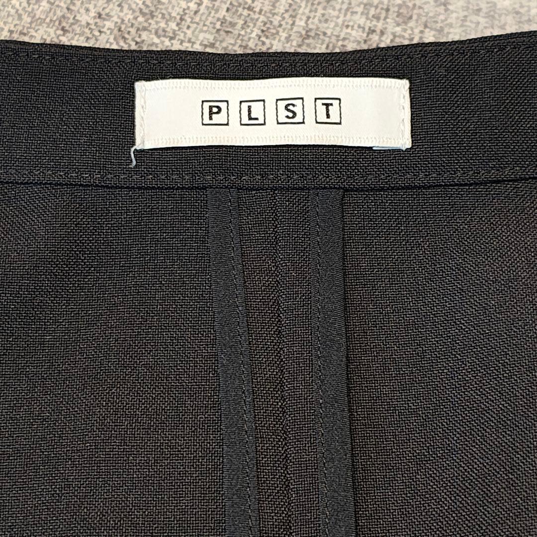 美品 PLST 洗濯可 ノーカラージャケット パンツ セットアップ スーツ 黒