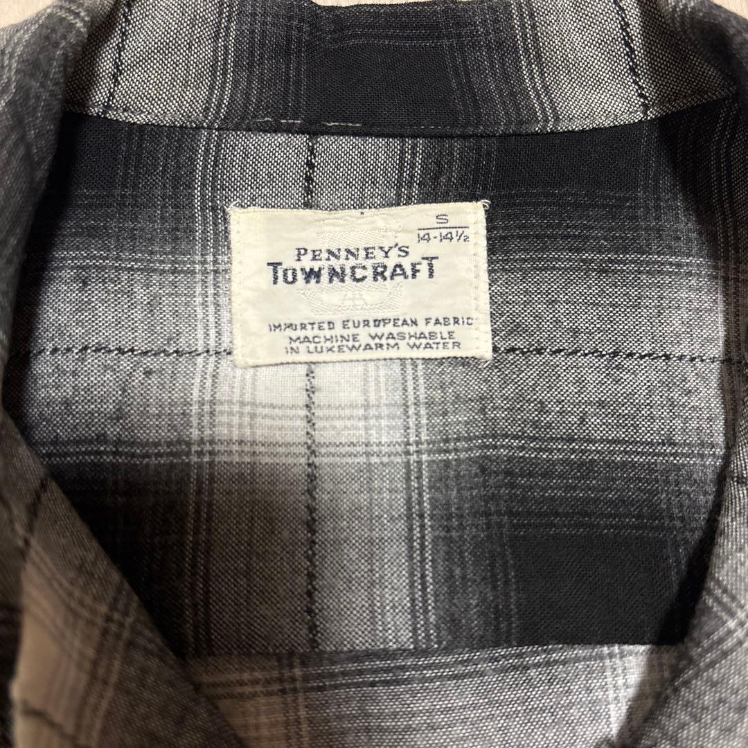 60s TOWNCRAFT オンブレチェック　白黒　レーヨン　タウンクラフト