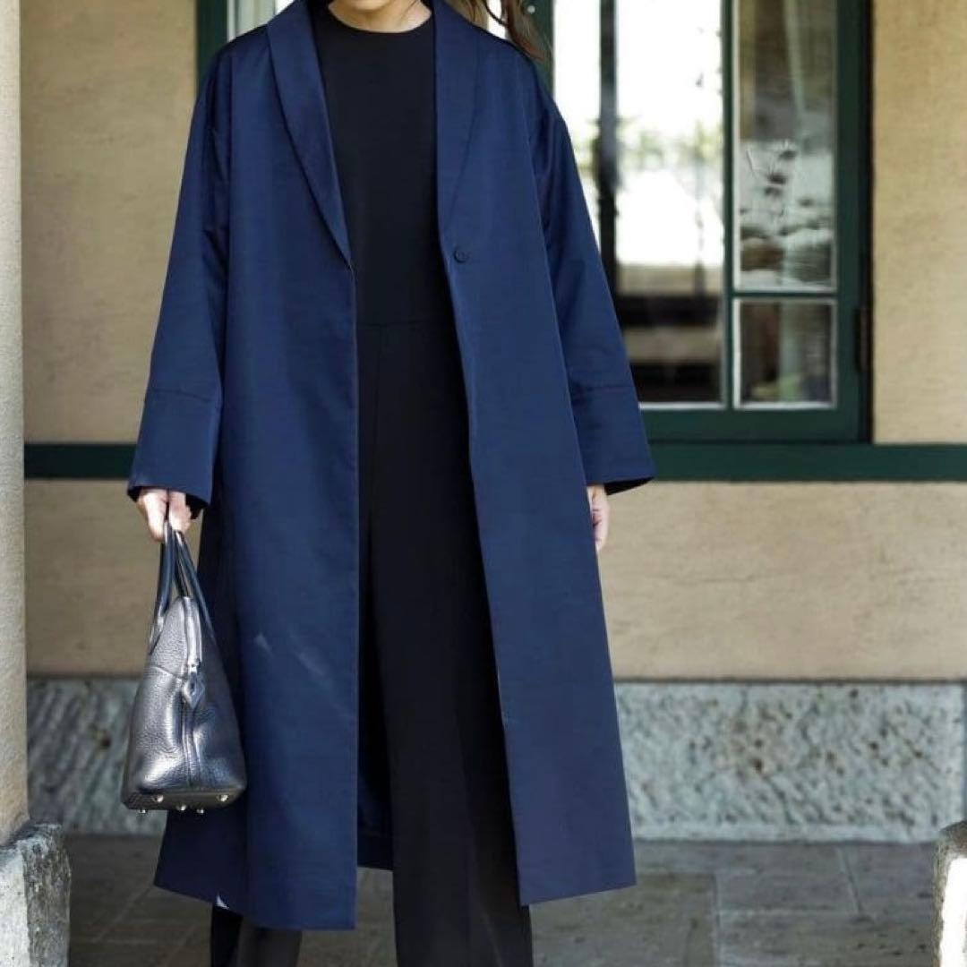 美品　FORME フォルム　東原亜希 金子綾 ショールカラーコート（ネイビー）