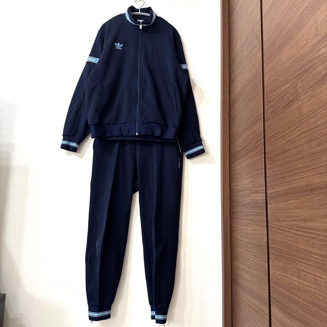 adidas アディダス 80s デサント製 ヴィンテージ ネイビー　ジャージ