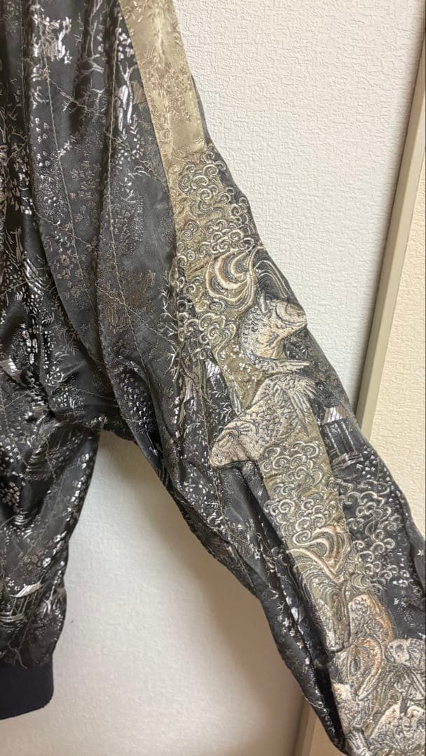 ねこむ様用 リバーシブル 花旅楽団 鯉と桜刺繍のサテン スカジャン