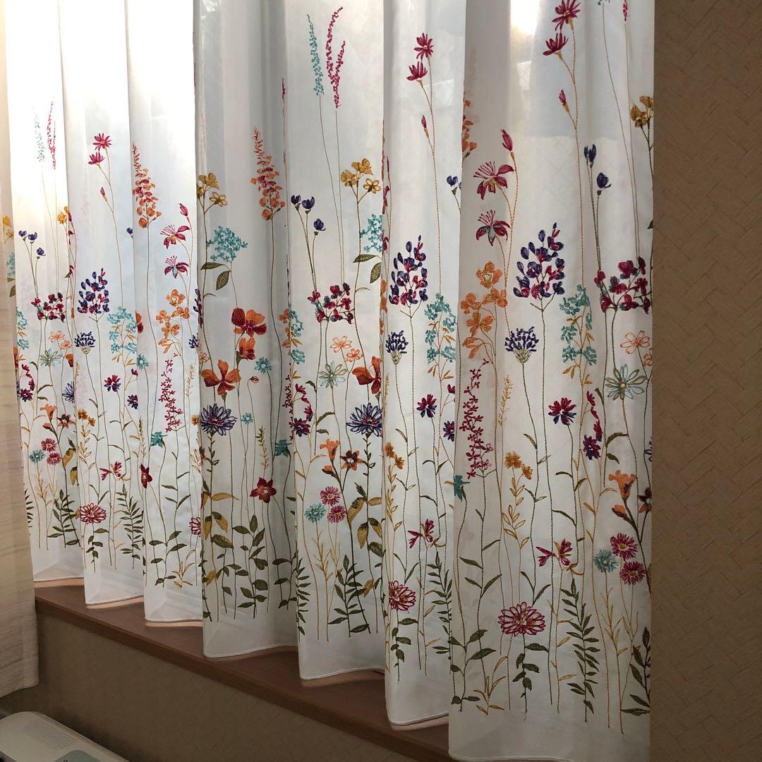 花柄刺繍 オーダーレースカーテン スミノエ